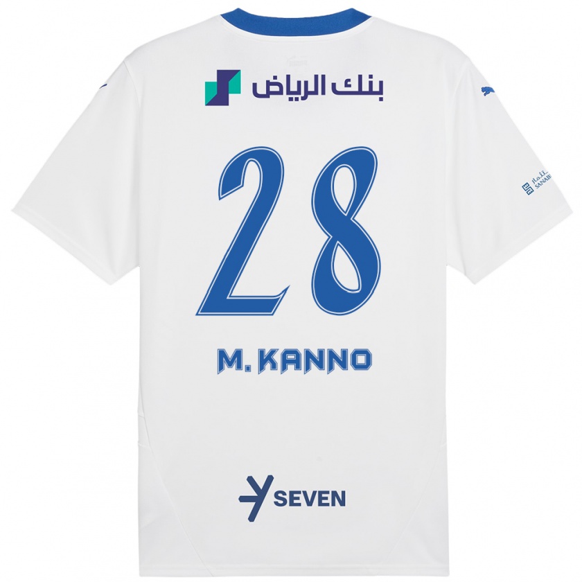 Kandiny Niño Camiseta Mohamed Kanno #28 Blanco Azul 2ª Equipación 2024/25 La Camisa Chile