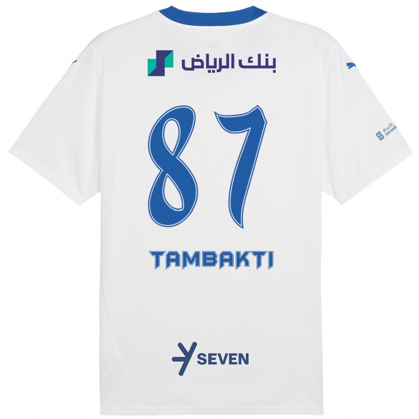 Kandiny Niño Camiseta Hassan Tambakti #87 Blanco Azul 2ª Equipación 2024/25 La Camisa Chile