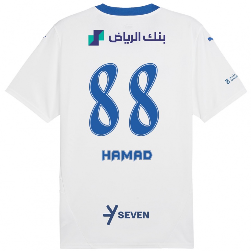 Kandiny Niño Camiseta Hamad Al-Yami #88 Blanco Azul 2ª Equipación 2024/25 La Camisa Chile