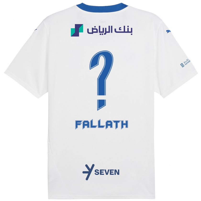 Kandiny Niño Camiseta Fahad Fallath #0 Blanco Azul 2ª Equipación 2024/25 La Camisa Chile