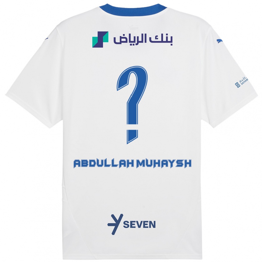 Kandiny Niño Camiseta Mohammed Abdullah Muhaysh #0 Blanco Azul 2ª Equipación 2024/25 La Camisa Chile