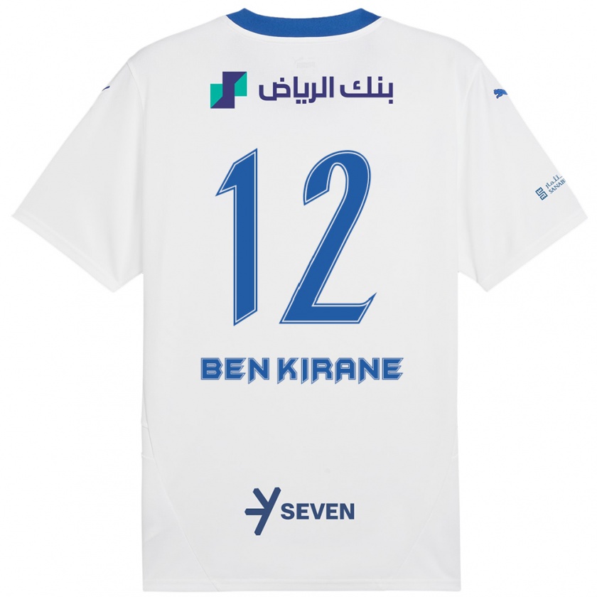 Kandiny Niño Camiseta Mariam Ben Kirane #12 Blanco Azul 2ª Equipación 2024/25 La Camisa Chile