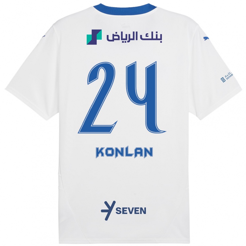 Kandiny Niño Camiseta Cynthia Konlan #24 Blanco Azul 2ª Equipación 2024/25 La Camisa Chile