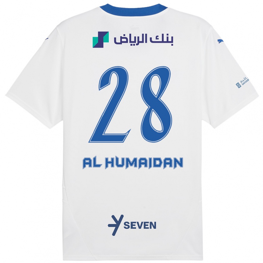 Kandiny Niño Camiseta Fay Al-Humaidan #28 Blanco Azul 2ª Equipación 2024/25 La Camisa Chile