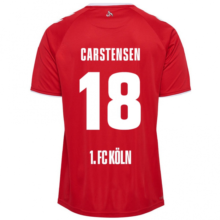 Kandiny Niño Camiseta Rasmus Carstensen #18 Rojo Blanco 2ª Equipación 2024/25 La Camisa Chile