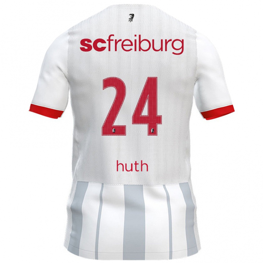 Kandiny Niño Camiseta Jannik Huth #24 Blanco Gris 2ª Equipación 2024/25 La Camisa Chile