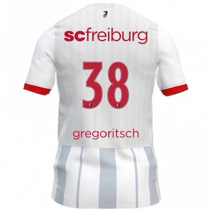 Kandiny Niño Camiseta Michael Gregoritsch #38 Blanco Gris 2ª Equipación 2024/25 La Camisa Chile