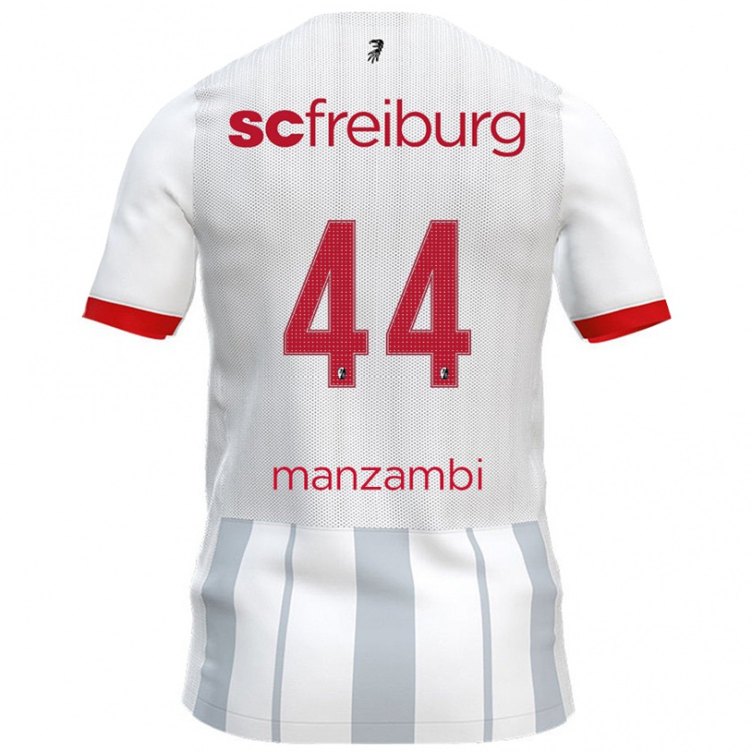 Kandiny Niño Camiseta Johan Manzambi #44 Blanco Gris 2ª Equipación 2024/25 La Camisa Chile