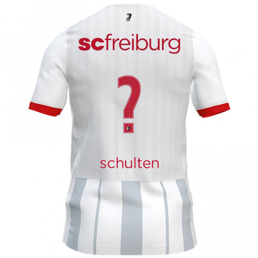 Kandiny Niño Camiseta Luca Schulten #0 Blanco Gris 2ª Equipación 2024/25 La Camisa Chile