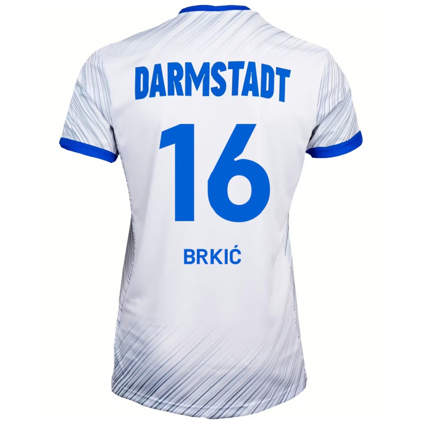 Kandiny Niño Camiseta Amar Brkić #16 Blanco Azul 2ª Equipación 2024/25 La Camisa Chile