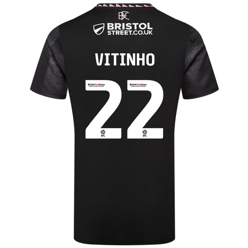 Kandiny Niño Camiseta Vitinho #22 Negro 2ª Equipación 2024/25 La Camisa Chile