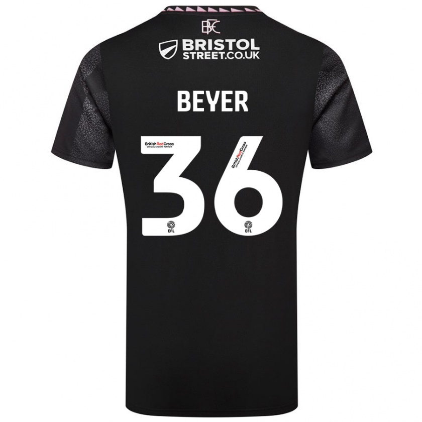 Kandiny Niño Camiseta Jordan Beyer #36 Negro 2ª Equipación 2024/25 La Camisa Chile