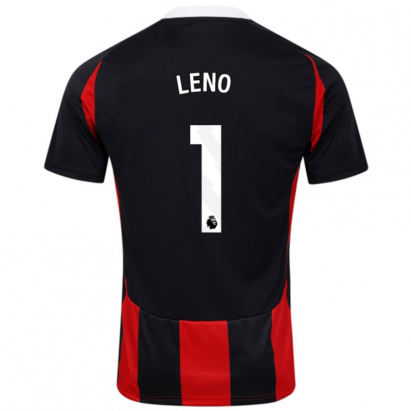 Kandiny Niño Camiseta Bernd Leno #1 Negro Rojo 2ª Equipación 2024/25 La Camisa Chile