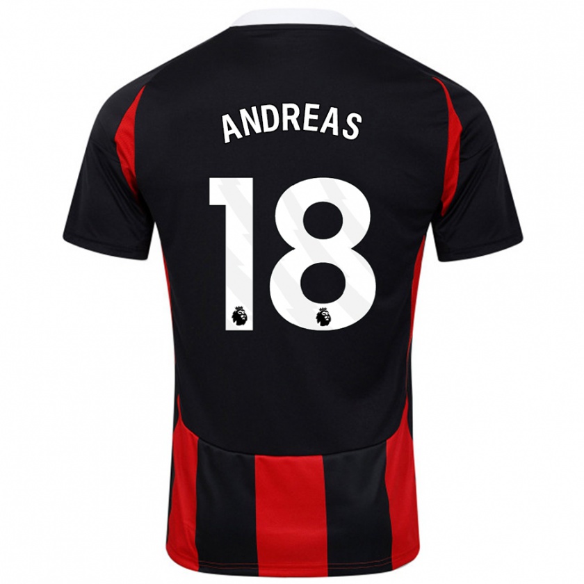 Kandiny Niño Camiseta Andreas Pereira #18 Negro Rojo 2ª Equipación 2024/25 La Camisa Chile