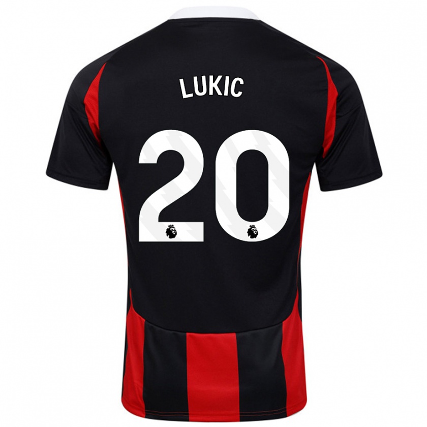 Kandiny Niño Camiseta Saša Lukić #20 Negro Rojo 2ª Equipación 2024/25 La Camisa Chile