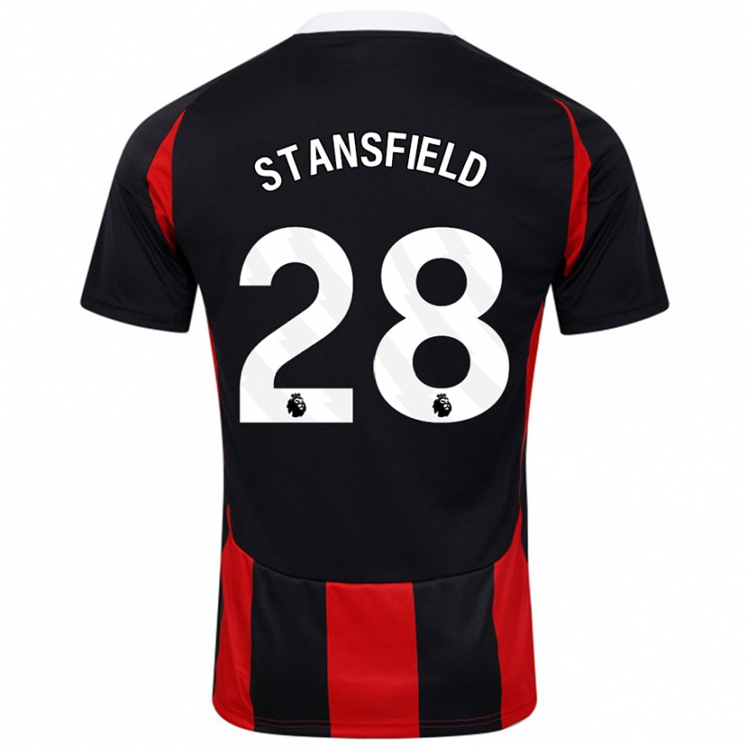 Kandiny Niño Camiseta Jay Stansfield #28 Negro Rojo 2ª Equipación 2024/25 La Camisa Chile