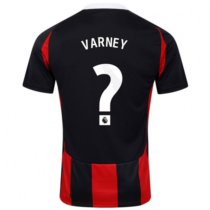 Kandiny Niño Camiseta Oscar Varney #0 Negro Rojo 2ª Equipación 2024/25 La Camisa Chile