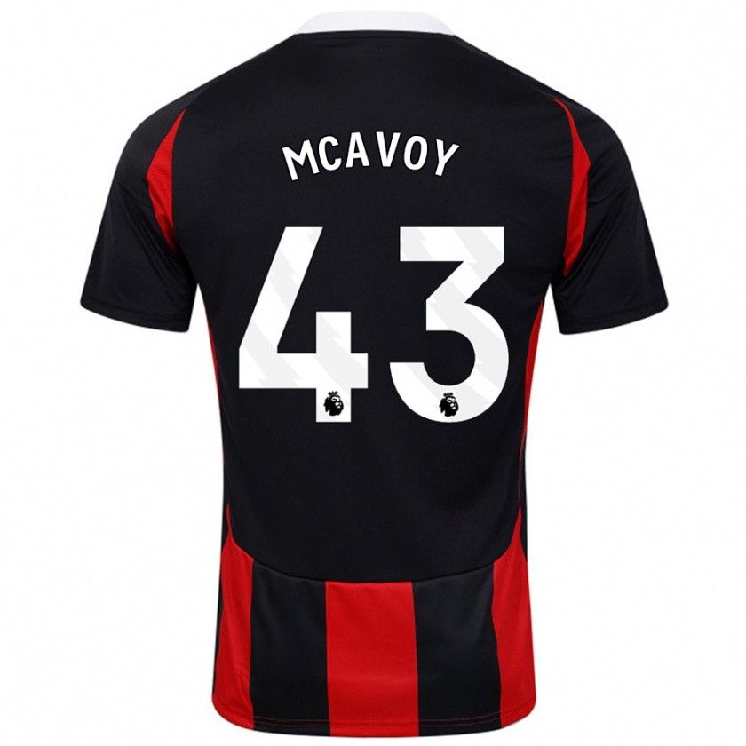 Kandiny Niño Camiseta Connor Mcavoy #43 Negro Rojo 2ª Equipación 2024/25 La Camisa Chile