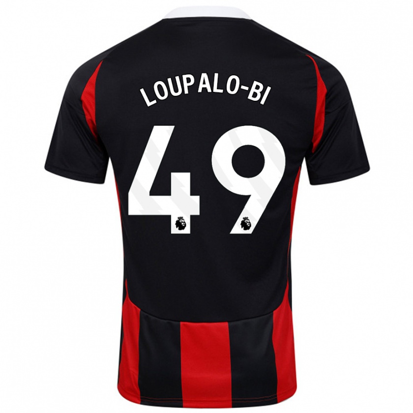 Kandiny Niño Camiseta Aaron Loupalo-Bi #49 Negro Rojo 2ª Equipación 2024/25 La Camisa Chile