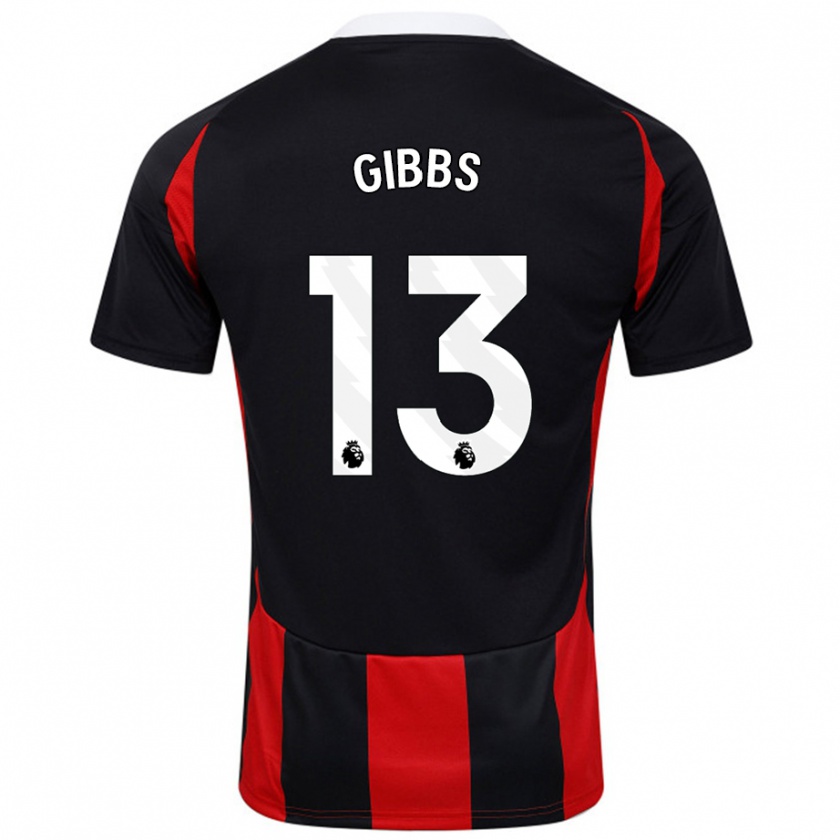 Kandiny Niño Camiseta Frankie Gibbs #13 Negro Rojo 2ª Equipación 2024/25 La Camisa Chile