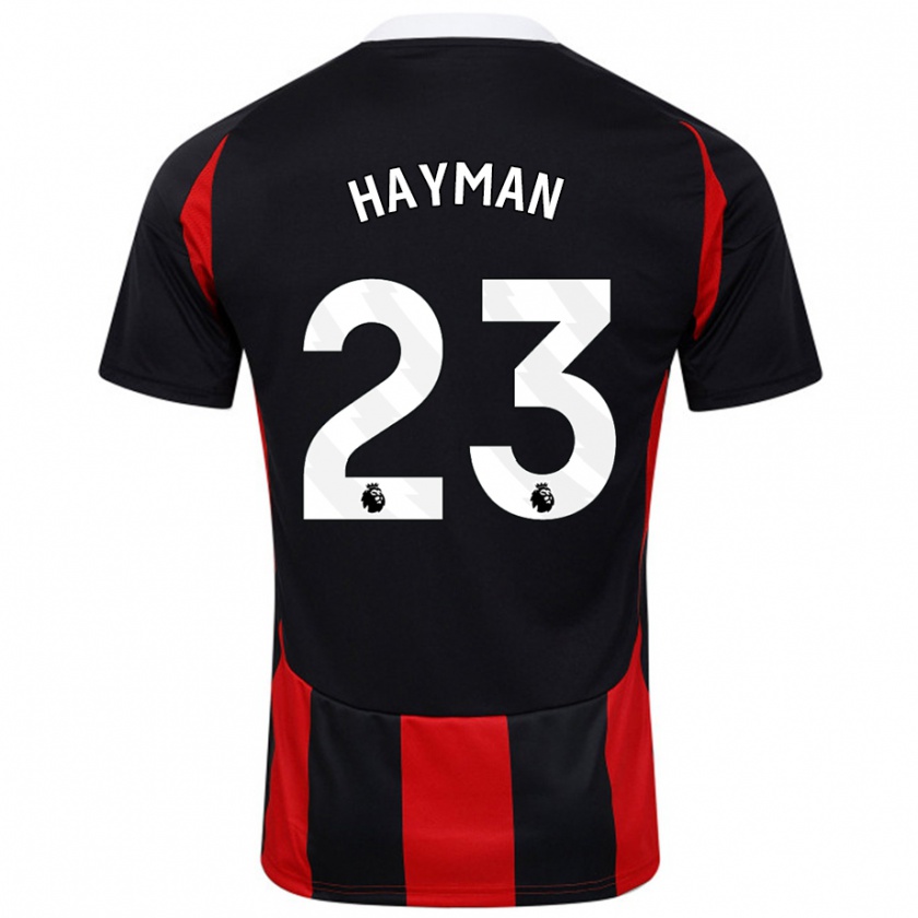 Kandiny Niño Camiseta Alex Hayman #23 Negro Rojo 2ª Equipación 2024/25 La Camisa Chile