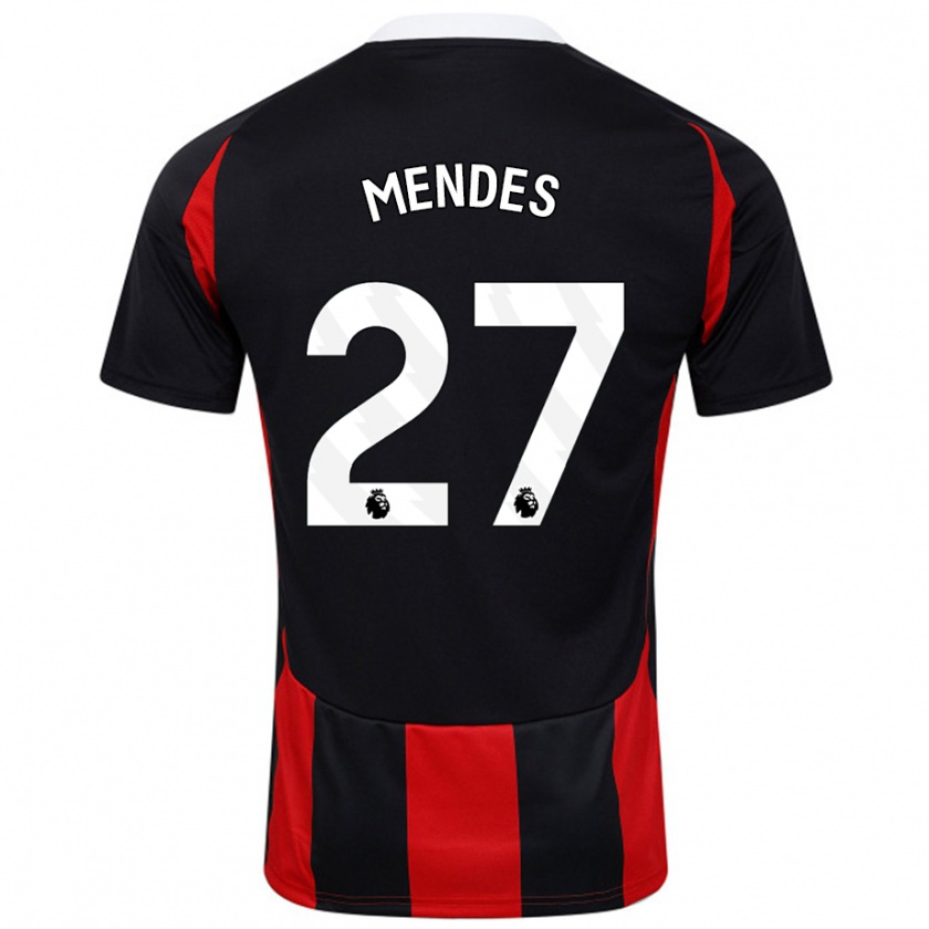 Kandiny Niño Camiseta Megalie Mendes #27 Negro Rojo 2ª Equipación 2024/25 La Camisa Chile