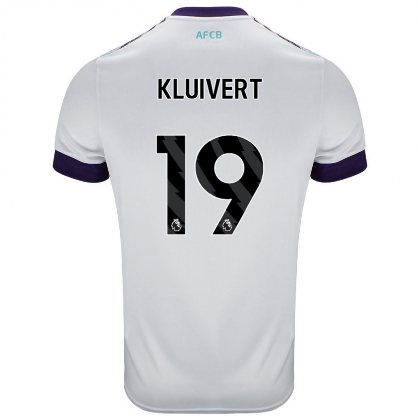 Kandiny Niño Camiseta Justin Kluivert #19 Blanco Verde Púrpura 2ª Equipación 2024/25 La Camisa Chile