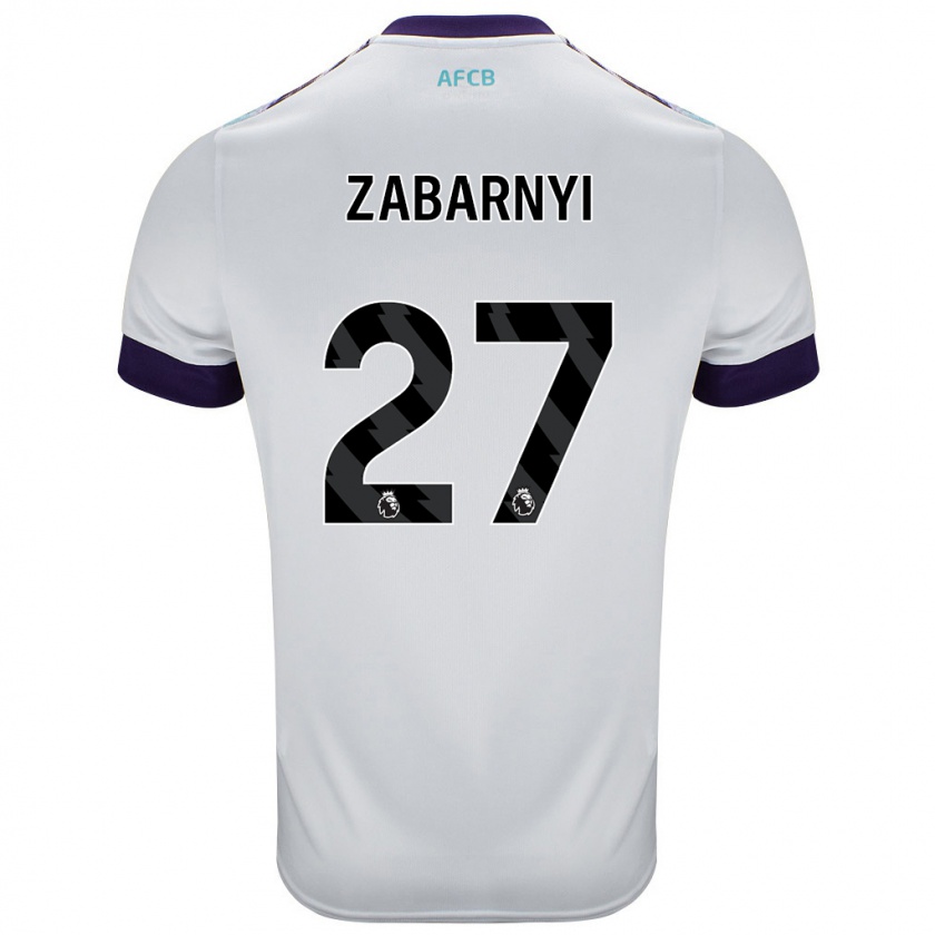 Kandiny Niño Camiseta Ilya Zabarnyi #27 Blanco Verde Púrpura 2ª Equipación 2024/25 La Camisa Chile