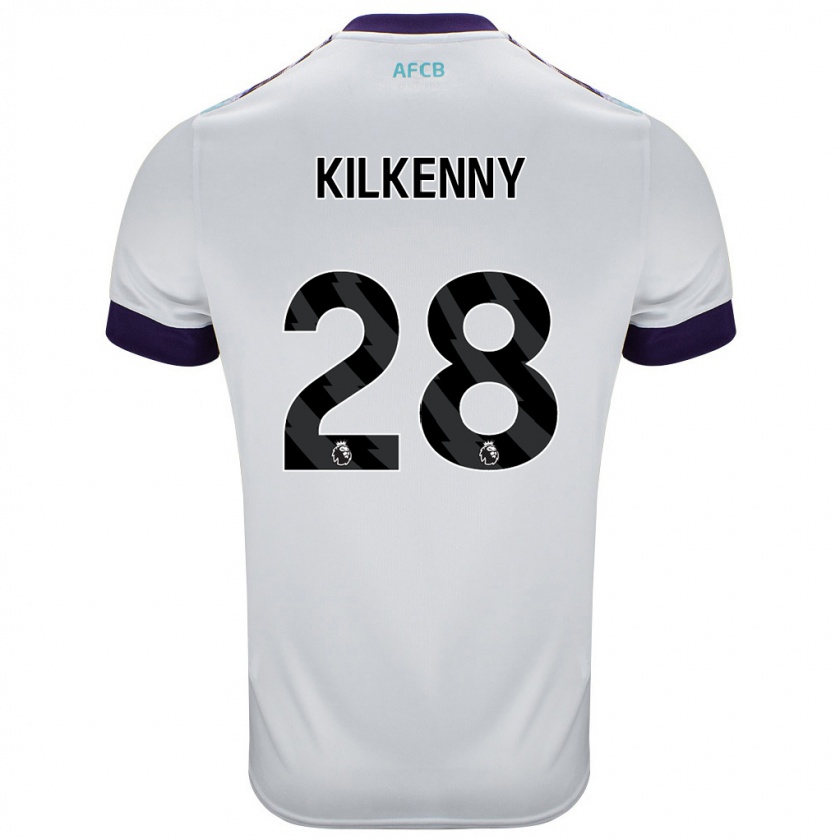 Kandiny Niño Camiseta Gavin Kilkenny #28 Blanco Verde Púrpura 2ª Equipación 2024/25 La Camisa Chile