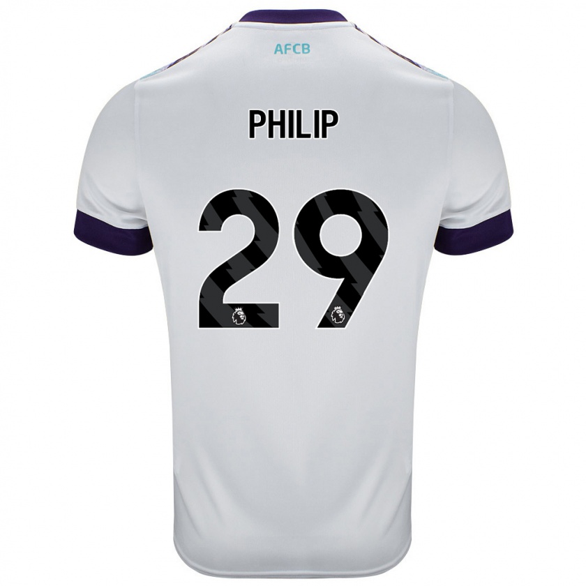 Kandiny Niño Camiseta Philip Billing #29 Blanco Verde Púrpura 2ª Equipación 2024/25 La Camisa Chile