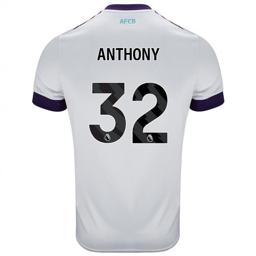 Kandiny Niño Camiseta Jaidon Anthony #32 Blanco Verde Púrpura 2ª Equipación 2024/25 La Camisa Chile