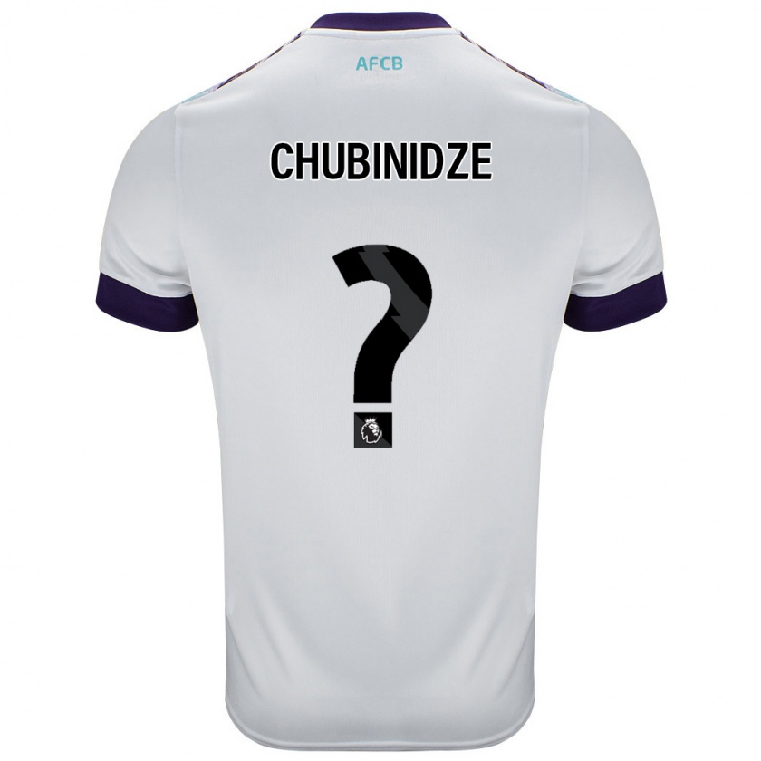 Kandiny Niño Camiseta George Chubinidze #0 Blanco Verde Púrpura 2ª Equipación 2024/25 La Camisa Chile