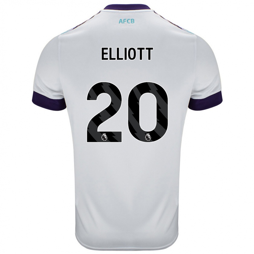 Kandiny Niño Camiseta Kaitlyn Elliott #20 Blanco Verde Púrpura 2ª Equipación 2024/25 La Camisa Chile