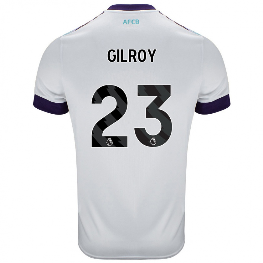 Kandiny Niño Camiseta Chloe Gilroy #23 Blanco Verde Púrpura 2ª Equipación 2024/25 La Camisa Chile