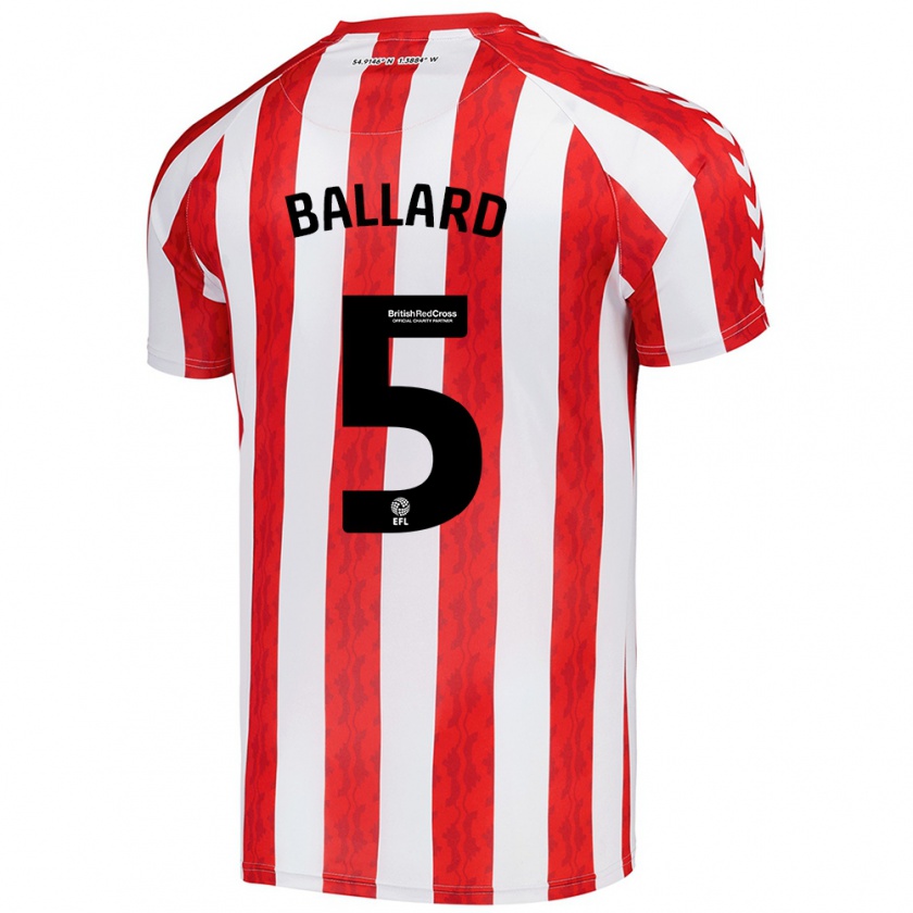 Kandiny Hombre Camiseta Daniel Ballard #5 Rojo Blanco 1ª Equipación 2024/25 La Camisa Chile