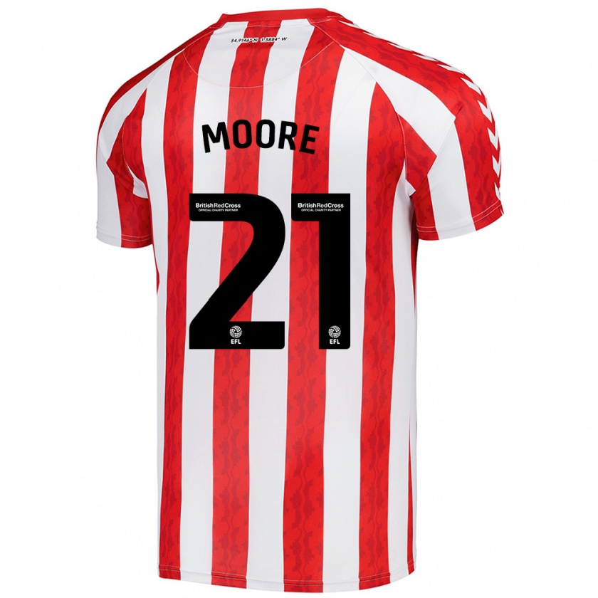 Kandiny Hombre Camiseta Simon Moore #21 Rojo Blanco 1ª Equipación 2024/25 La Camisa Chile