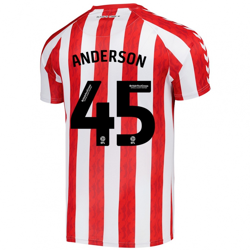 Kandiny Hombre Camiseta Joe Anderson #45 Rojo Blanco 1ª Equipación 2024/25 La Camisa Chile