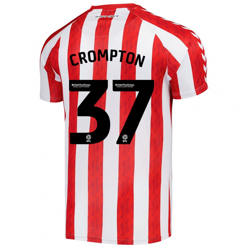 Kandiny Hombre Camiseta Ben Crompton #37 Rojo Blanco 1ª Equipación 2024/25 La Camisa Chile