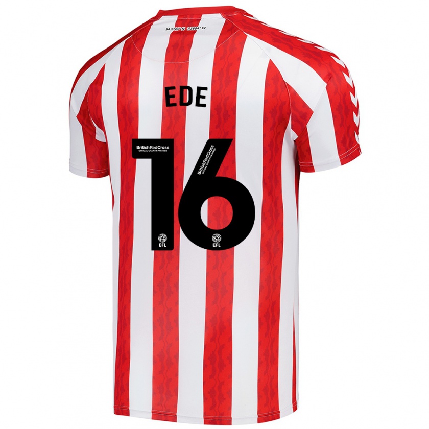 Kandiny Hombre Camiseta Grace Ede #16 Rojo Blanco 1ª Equipación 2024/25 La Camisa Chile