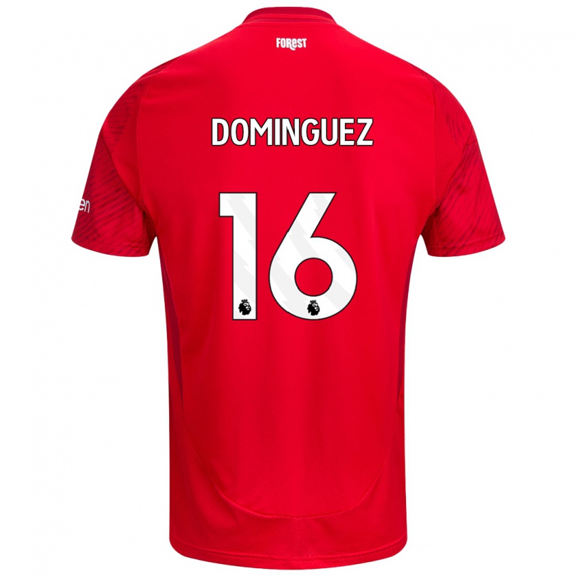 Kandiny Hombre Camiseta Nicolás Domínguez #16 Rojo Blanco 1ª Equipación 2024/25 La Camisa Chile