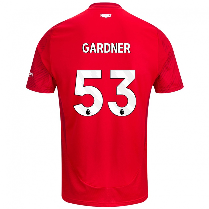 Kandiny Hombre Camiseta Joe Gardner #53 Rojo Blanco 1ª Equipación 2024/25 La Camisa Chile