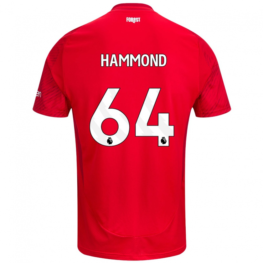 Kandiny Hombre Camiseta Ben Hammond #64 Rojo Blanco 1ª Equipación 2024/25 La Camisa Chile