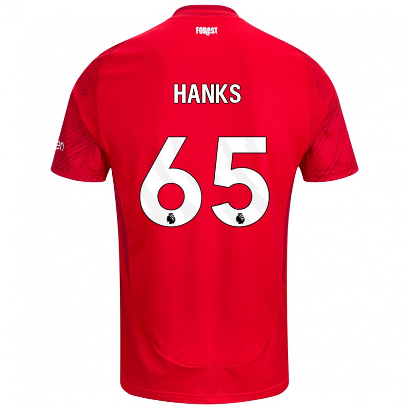 Kandiny Hombre Camiseta Justin Hanks #65 Rojo Blanco 1ª Equipación 2024/25 La Camisa Chile