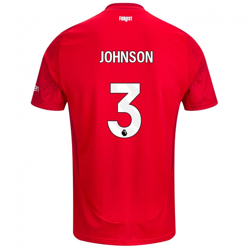 Kandiny Hombre Camiseta Nat Johnson #3 Rojo Blanco 1ª Equipación 2024/25 La Camisa Chile