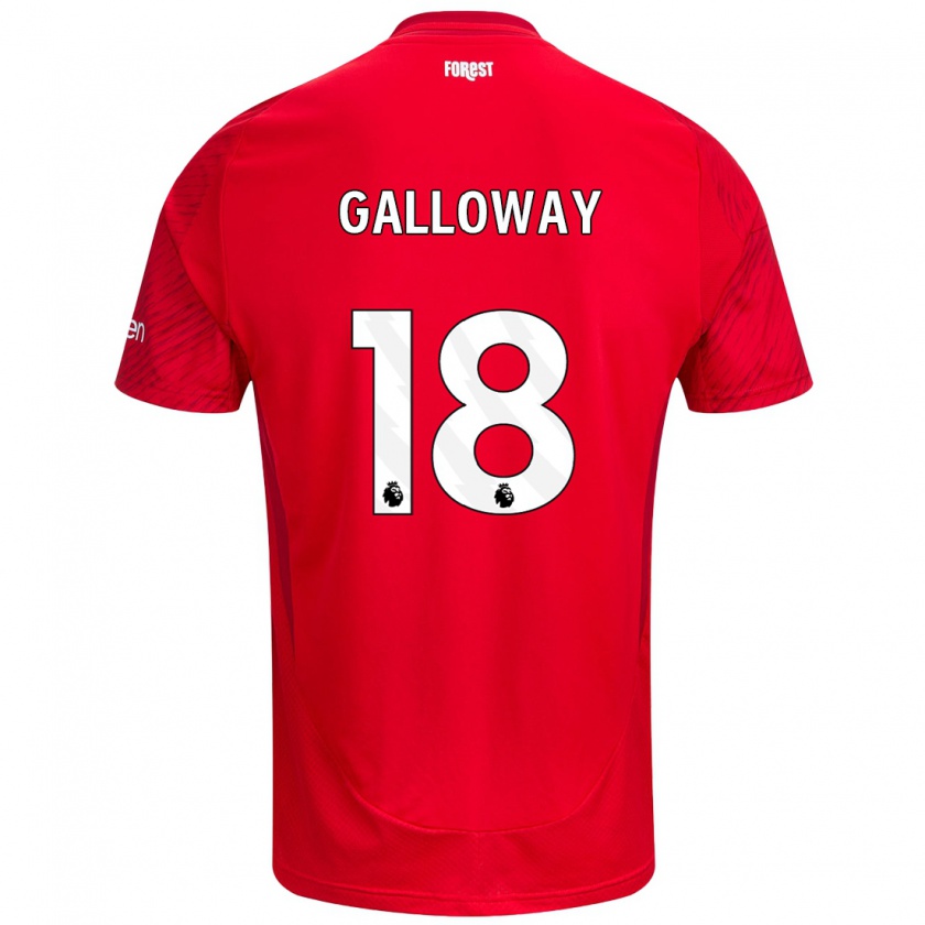 Kandiny Hombre Camiseta Bridget Galloway #18 Rojo Blanco 1ª Equipación 2024/25 La Camisa Chile