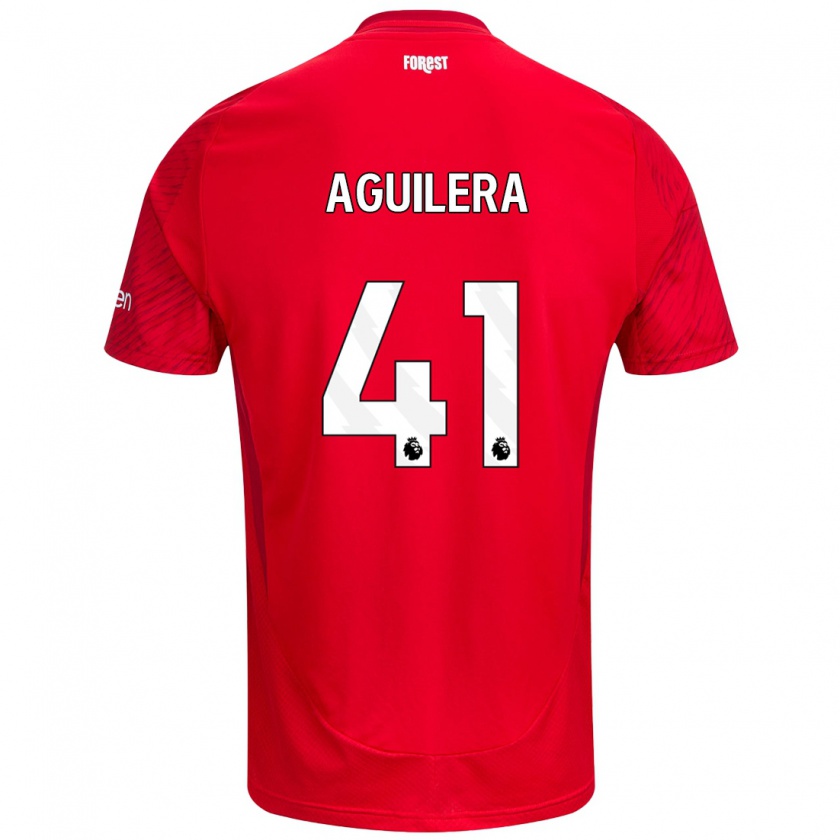 Kandiny Hombre Camiseta Brandon Aguilera #41 Rojo Blanco 1ª Equipación 2024/25 La Camisa Chile