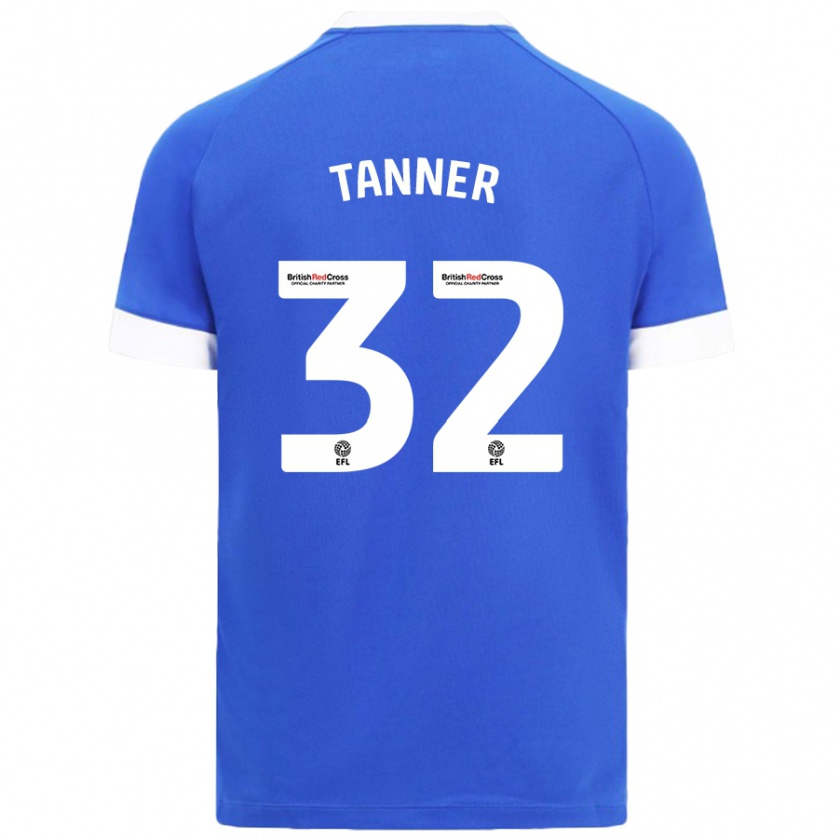 Kandiny Hombre Camiseta Ollie Tanner #32 Azul Cielo 1ª Equipación 2024/25 La Camisa Chile