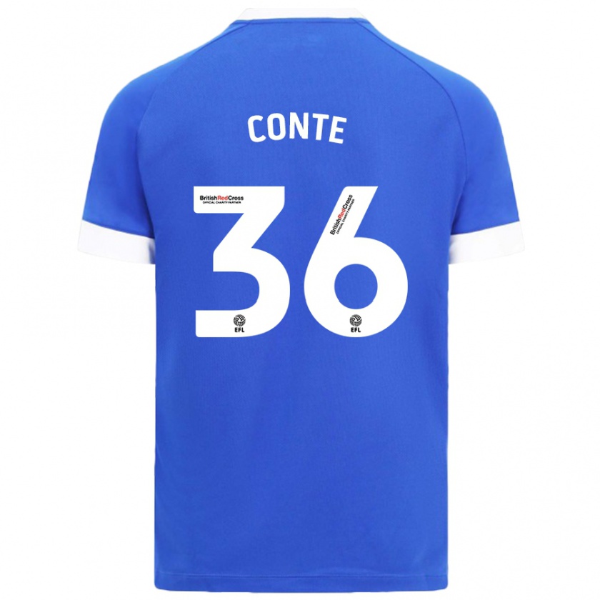 Kandiny Hombre Camiseta Raheem Conte #36 Azul Cielo 1ª Equipación 2024/25 La Camisa Chile