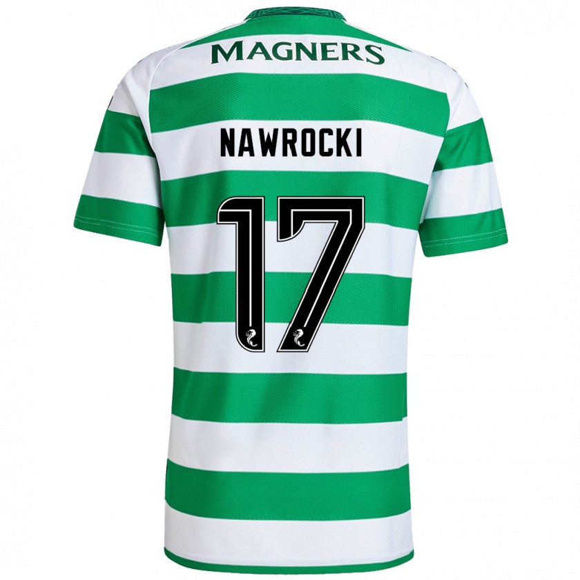 Kandiny Hombre Camiseta Maik Nawrocki #17 Verde Blanco 1ª Equipación 2024/25 La Camisa Chile