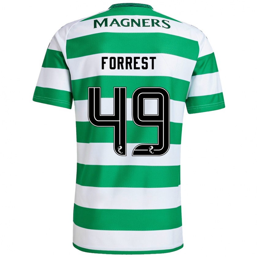 Kandiny Hombre Camiseta James Forrest #49 Verde Blanco 1ª Equipación 2024/25 La Camisa Chile